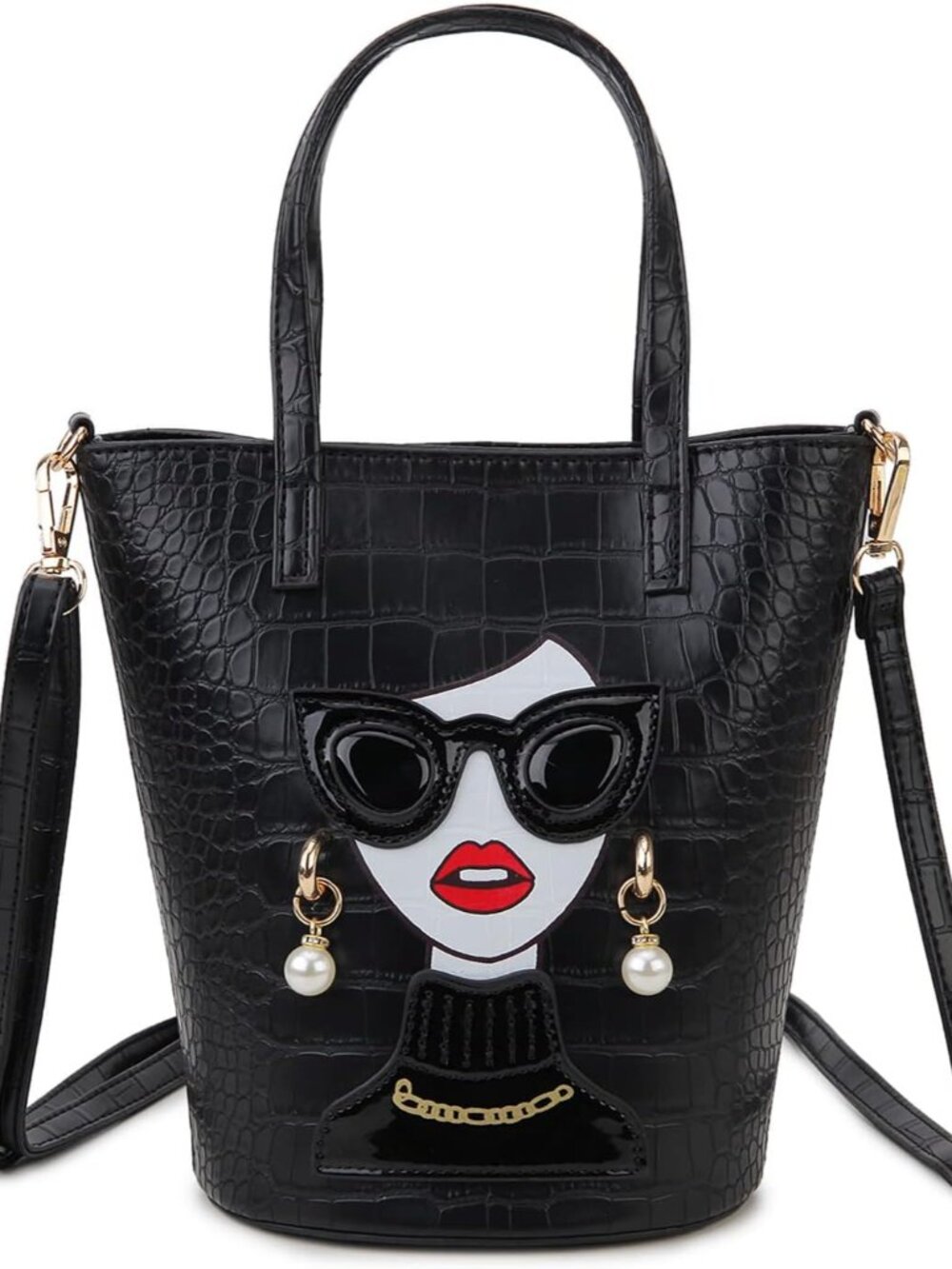 Novelty 3D Lady Face Purse Top Handle Satchel Handbags Clutch Purse for Women Un